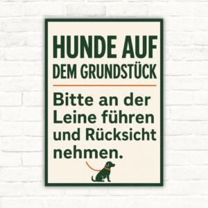 Hunde anleinen Schild „Hunde auf dem Grundstück“ – Standard-Mockup