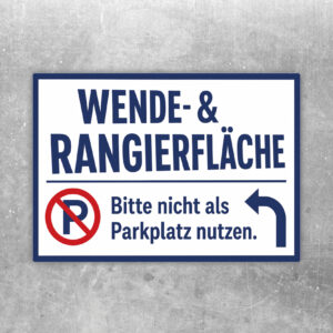 Wende- und Rangierfläche Aufkleber im Querformat mit Text Bitte nicht als Parkplatz nutzen und Fahrzeuggrafik.