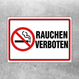 Rauchen verboten Aufkleber im Querformat mit rotem Verbotssymbol und schwarzem Schriftzug für klare Nichtraucherhinweise.