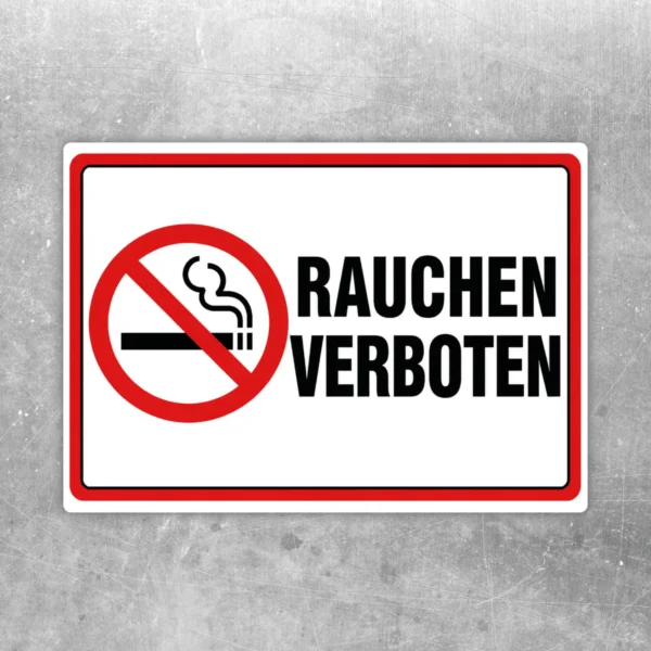 Rauchen verboten Aufkleber im Querformat mit rotem Verbotssymbol und schwarzem Schriftzug für klare Nichtraucherhinweise.