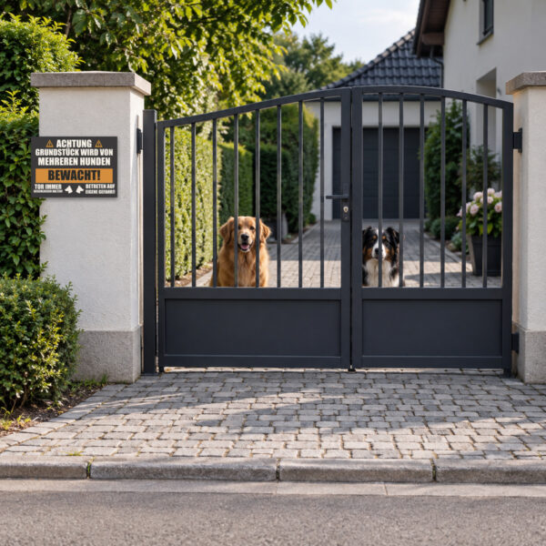 Grundstück wird von mehreren Hunden bewacht Schild – Bild 2