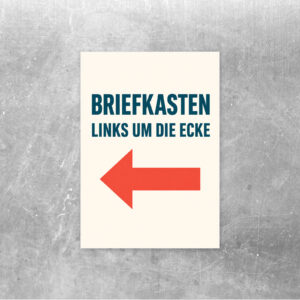 Briefkasten links um die Ecke – Pfeil links Aufkleber