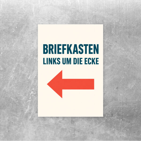 Briefkasten links um die Ecke – Pfeil links Aufkleber