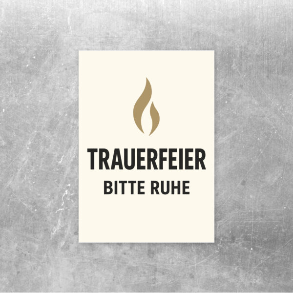 Trauerfeier – Bitte Ruhe Aufkleber – Hochformat