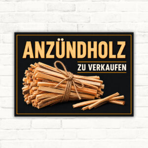 Anzündholz zu verkaufen Schild als Standard-Mockup mit gut lesbarem Motiv und klarer Beschriftung.
