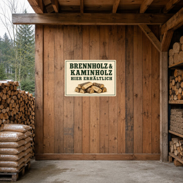 KI-generiertes Anwendungsbeispiel: Brennholz kaminholz Aufkleber am passenden Einsatzort.