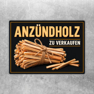 Anzündholz zu verkaufen Aufkleber als Standard-Mockup mit gut lesbarem Motiv und klarer Beschriftung.