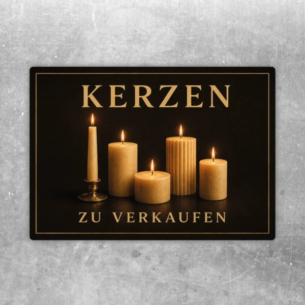 Kerzen zu verkaufen Aufkleber in Schwarz und Gold mit mehreren Kerzenmotiven für den Verkauf am Laden oder Marktstand.