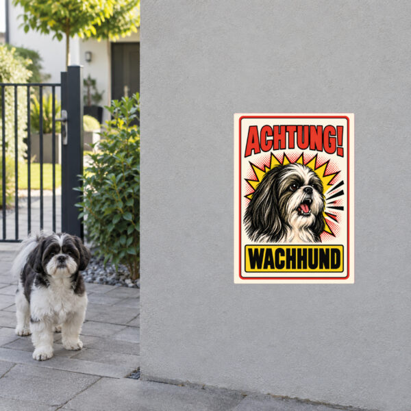 Shih Tzu Aufkleber Achtung Wachhund – Anwendungsbeispiel am Grundstückseingang