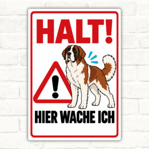 HALT! Hier wache ich – Bernhardiner Aufkleber – Produktansicht