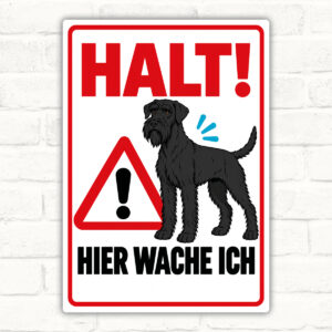 HALT! Hier wache ich – Riesenschnauzer Aufkleber
