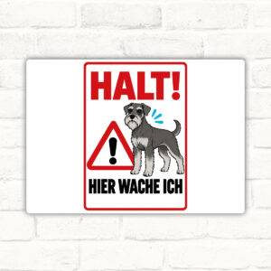 HALT! Hier wache ich – Zwergschnauzer Aufkleber