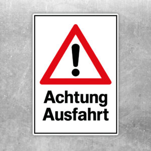 Achtung Ausfahrt Warnaufkleber mit Warndreieck