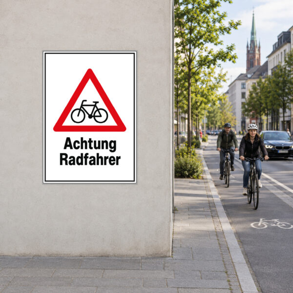 Warnschild Achtung Radfahrer – Hinweisschild mit Fahrradsymbol – Bild 2