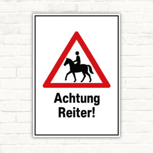 Warnschild Achtung Reiter – Reiter im Straßenbereich