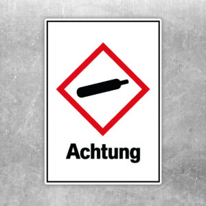 Achtung Gasflasche Aufkleber hochformat