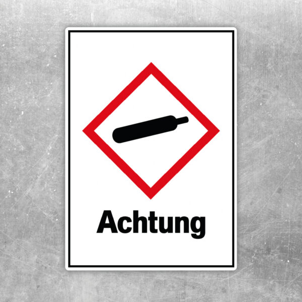 Achtung Gasflasche Aufkleber hochformat