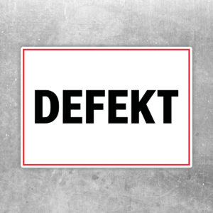 Defekt Aufkleber für Betrieb und Lager