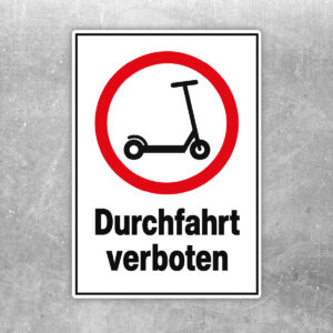E-Scooter Durchfahrt verboten Aufkleber – Hochformat