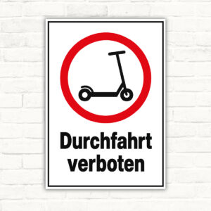 E-Scooter Durchfahrt verboten Schild – Hochformat