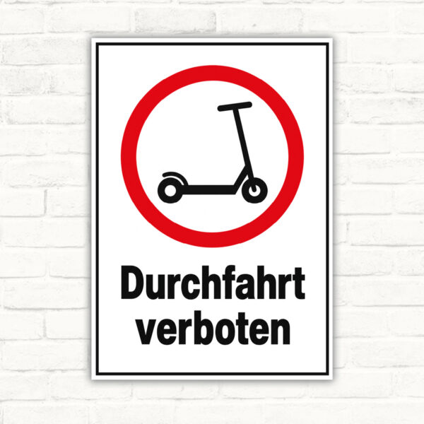 E-Scooter Durchfahrt verboten Schild – Hochformat