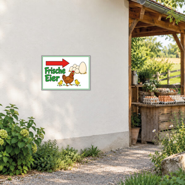 Frische Eier Schild mit Pfeil nach rechts – Querformat – Bild 2