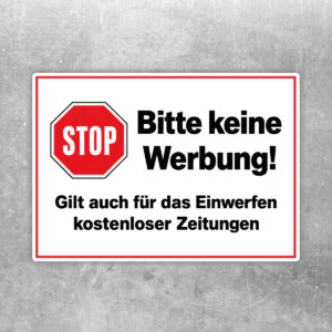 Bitte keine Werbung Aufkleber mit Stop-Symbol – Querformat