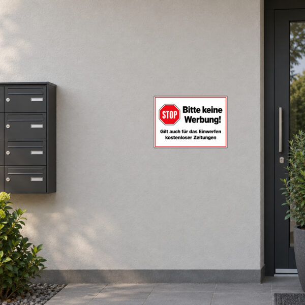Bitte keine Werbung Aufkleber mit Stop-Symbol – Querformat – Bild 2
