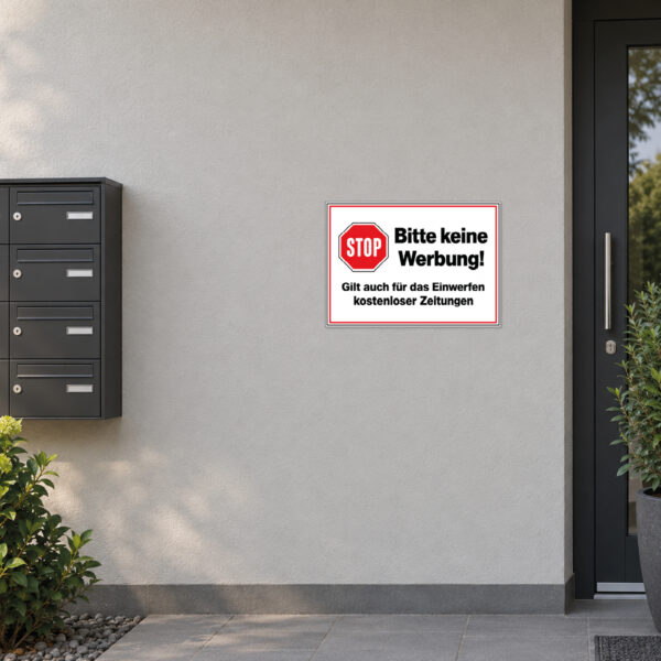 Bitte keine Werbung Schild mit Stop-Symbol – Querformat – Bild 2