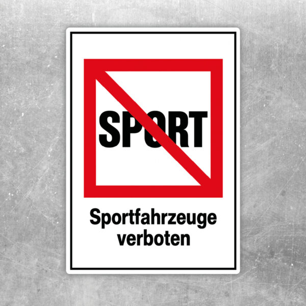 Sportfahrzeuge verboten Aufkleber mit Text – Hochformat