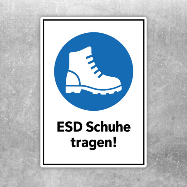ESD Schuhe tragen Aufkleber – Hochformat