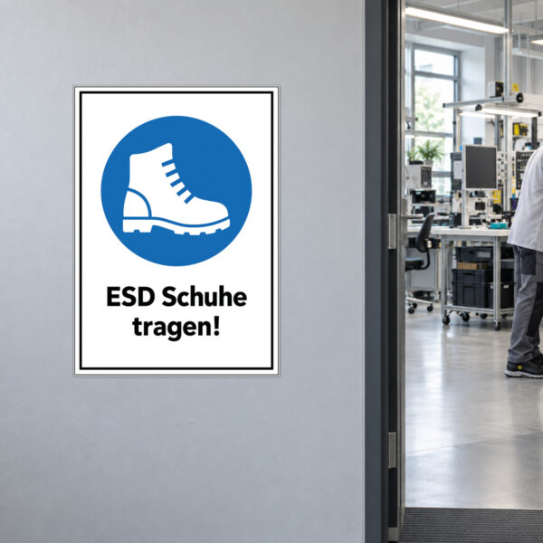 ESD Schuhe tragen Schild – Hochformat – Bild 2