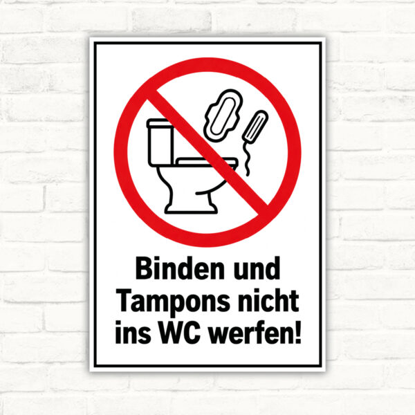 Binden und Tampons nicht ins WC Schild – Hochformat
