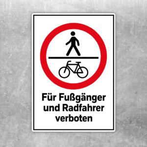 Für Fußgänger und Radfahrer verboten Aufkleber – Hochformat