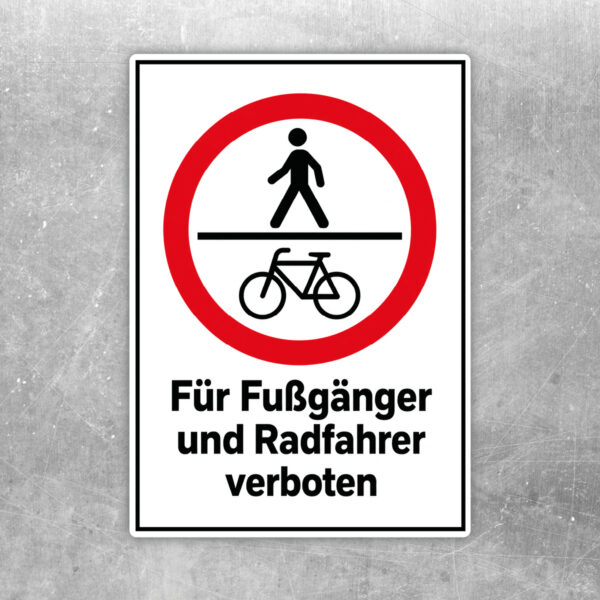 Für Fußgänger und Radfahrer verboten Aufkleber – Hochformat