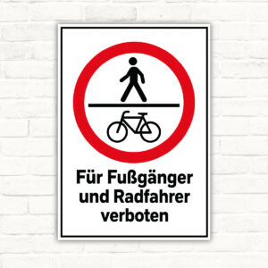 Für Fußgänger und Radfahrer verboten Schild – Hochformat