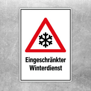 Eingeschränkter Winterdienst Aufkleber mit Schneeflocke – Hochformat