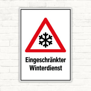 Eingeschränkter Winterdienst Schild mit Schneeflocke – Hochformat