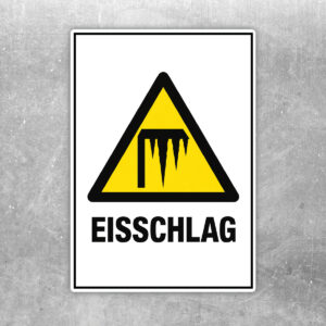 Eisschlag Warnaufkleber mit Eiszapfen-Symbol – Hochformat