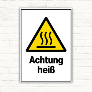 Achtung heiß Warnschild für heiße Oberfläche – Hochformat