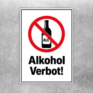Alkohol verboten Aufkleber mit Flaschensymbol – Hochformat