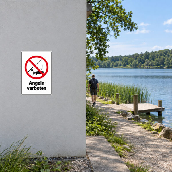 Angeln verboten Aufkleber mit Angel- und Fischsymbol – Hochformat – Bild 2
