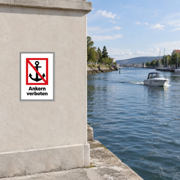 Ankern verboten Schild mit Ankersymbol – Hochformat – Bild 2