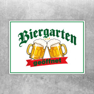 Biergarten geöffnet Aufkleber ohne Pfeil – Querformat