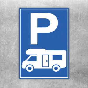 Wohnmobil-Parkplatz Aufkleber mit P-Symbol – Hochformat