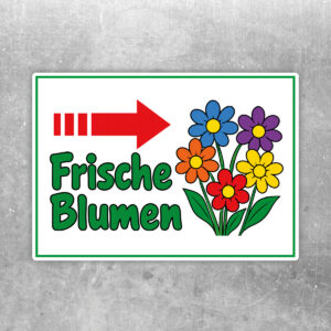 Frische Blumen Aufkleber mit Pfeil rechts – Querformat