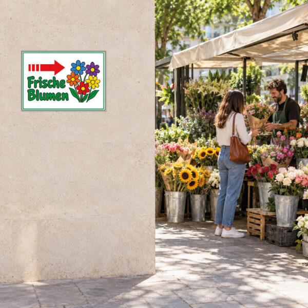 Frische Blumen Schild mit Pfeil rechts – Querformat – Bild 2