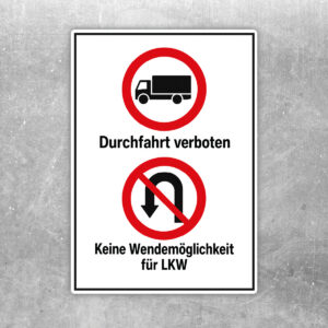 LKW Durchfahrt verboten – keine Wendemöglichkeit Aufkleber