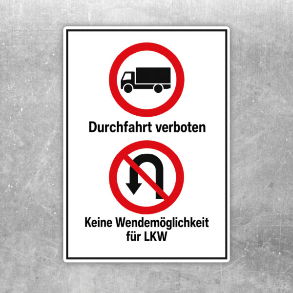 LKW Durchfahrt verboten – keine Wendemöglichkeit Aufkleber