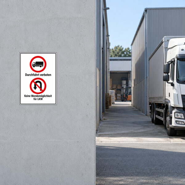 LKW Durchfahrt verboten – keine Wendemöglichkeit Aufkleber – Bild 2